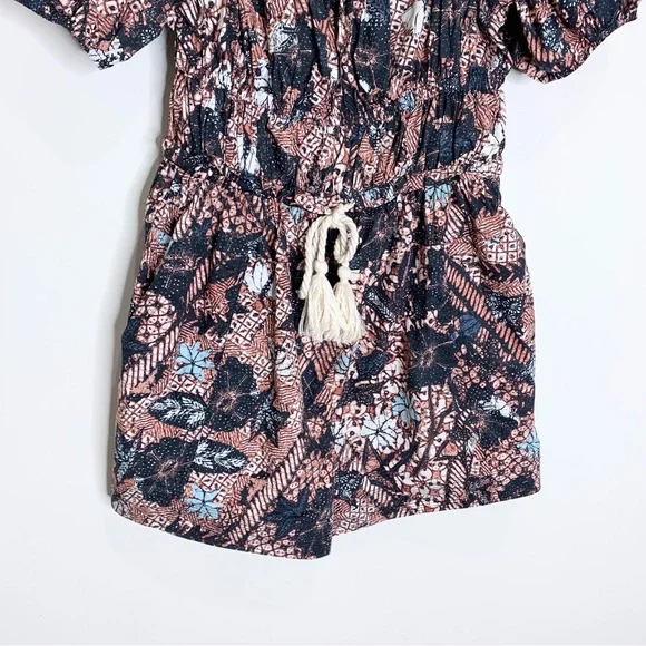 Ulla Johnson Alegria Playsuit (Sz 6) Puff Sleeve Poplin Romper Rosewood